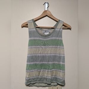 Carlisle Green and Blue Sleeveless Tank Top m 100% silk